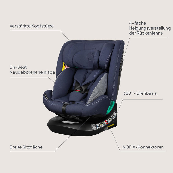 Lionelo Bastiaan i-Size One 360o drehbarer Autositz für Kinder von 40-150 cm, Montage in Fahrtrichtu