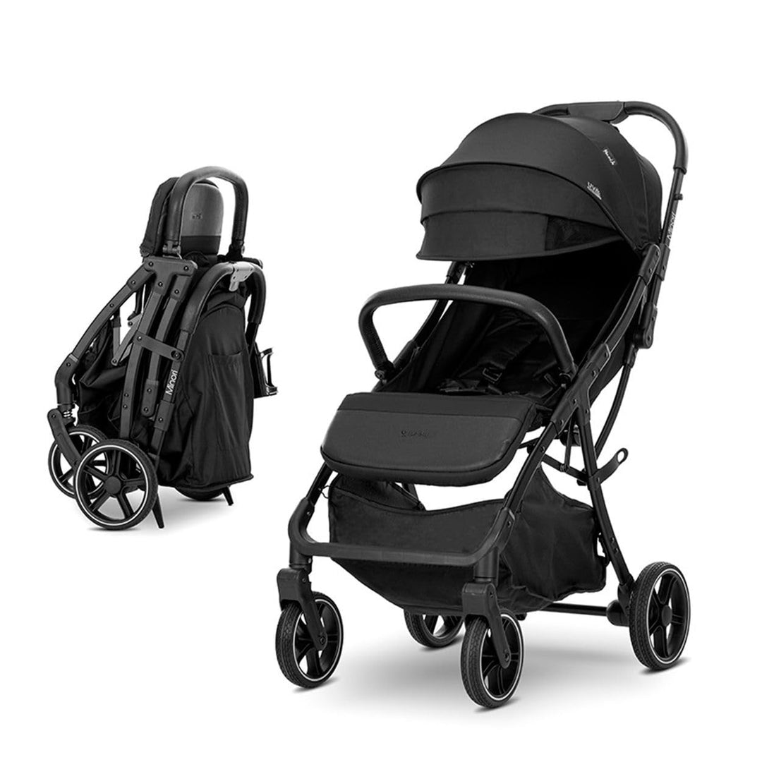 Lorelli Kinderwagen Buggy Minori faltbar PU-Räder Getränkehalter Fussabdeckung schwarz, schwarz