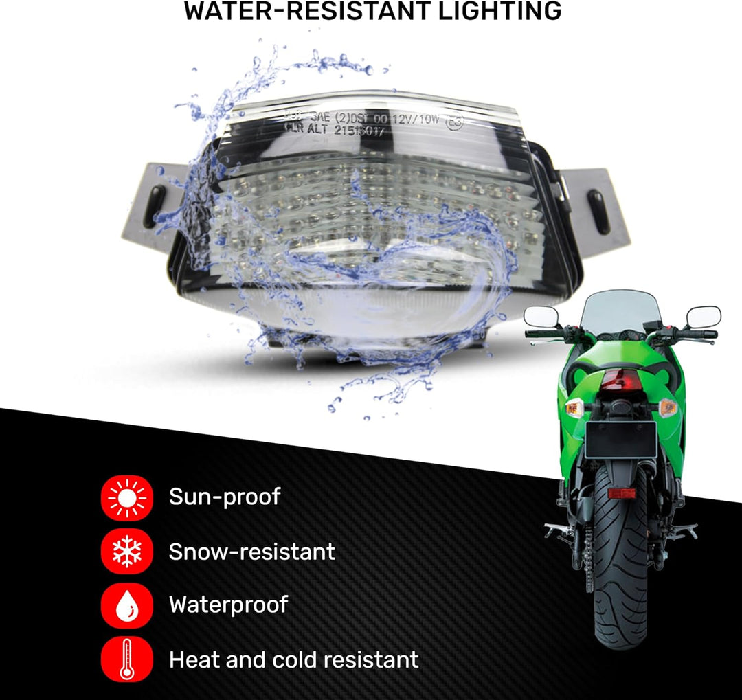 avdb-moto LED-Bremslicht mit integrierten Blinker kompatibel mit Kawasaki ER6, N, F 2006/2008 (klar)