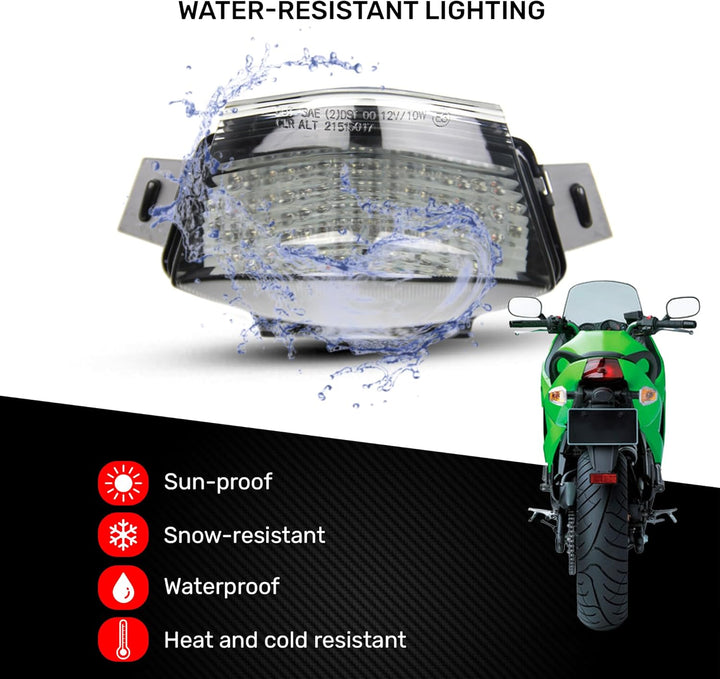 avdb-moto LED-Bremslicht mit integrierten Blinker kompatibel mit Kawasaki ER6, N, F 2006/2008 (klar)