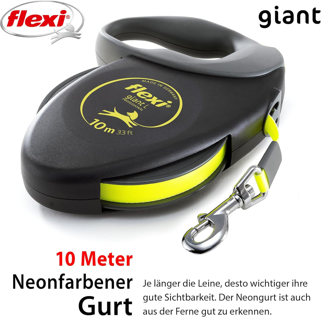 flexi Giant Professional L Gurt 10 m für Hunde bis 50 kg, schwarz/neongelb schwarz/neongelb L 10 m V