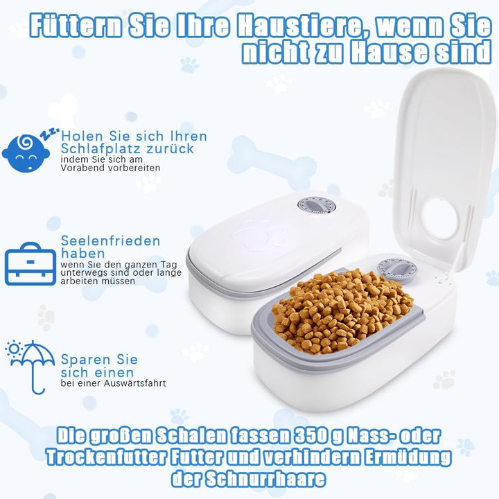 Tyafzzn Futterautomat Katze für Mahlzeiten, Automatischer Futterspender Katze, Katzen Futterautomate