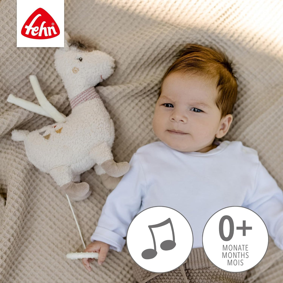 Fehn Spieluhr Baby Einschlafhilfe Lama - Spieluhr mit herausnehmbarem Spielwerk zum Aufhängen - Schl