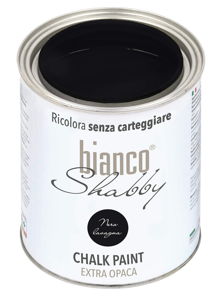 bianco Shabby® Nero Lavagna Kreidefarbe Wasserbasis für Alle Oberflächen einfach zu verarbeiten ohne