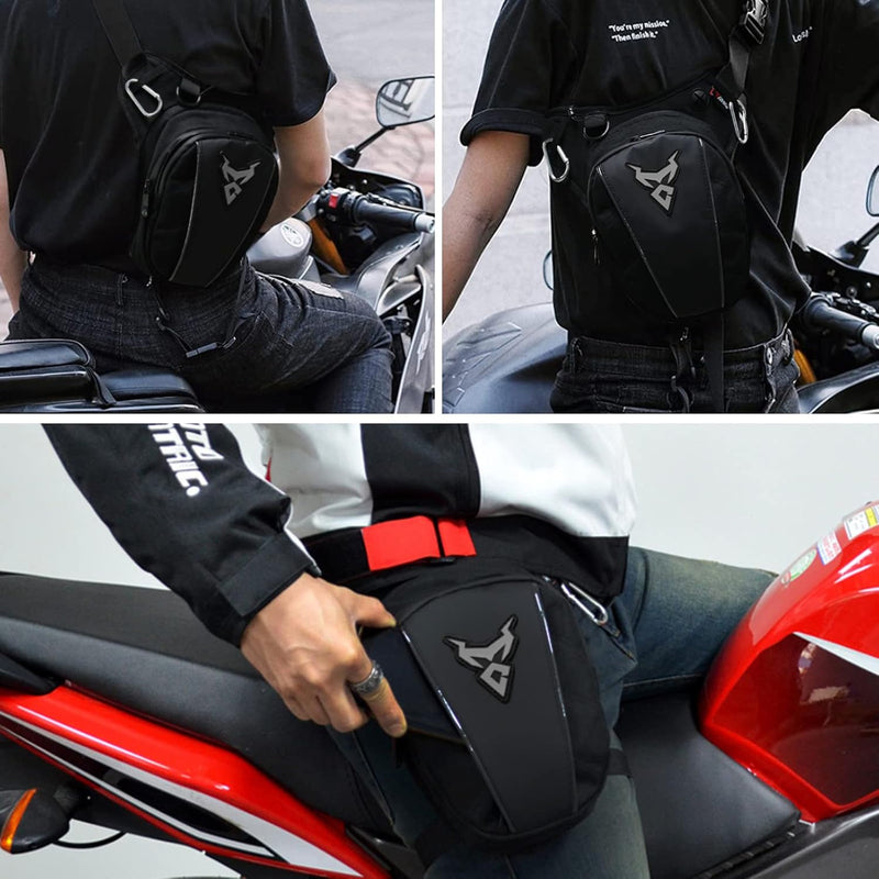 MIGHTYDUTY Motorrad Beintasche Herren Erweiterbar Oberschenkeltasche Hüfttaschen schwarz Gürteltasch