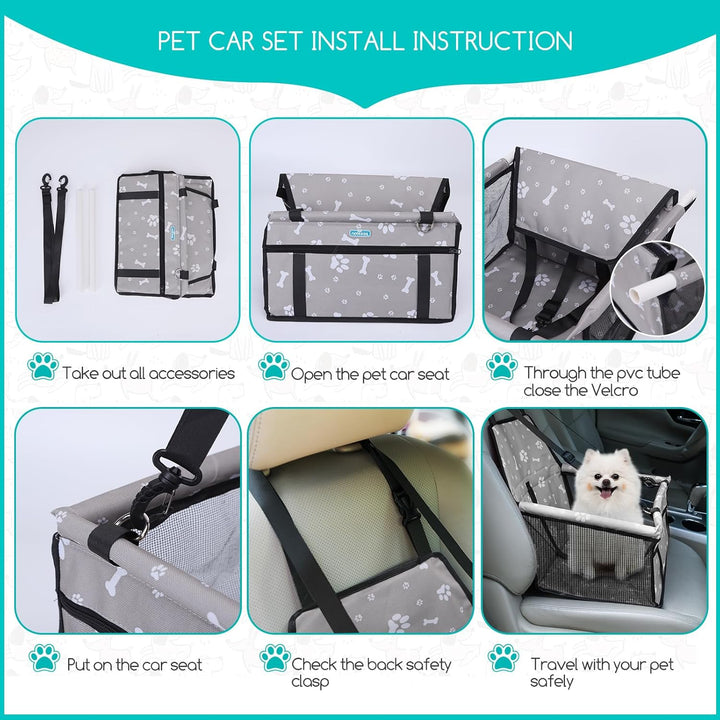 Nobleza - Stabiler Auto Hundesitz für Kleine bis Mittlere Hunde, Wasserfestes Material, Faltbar für