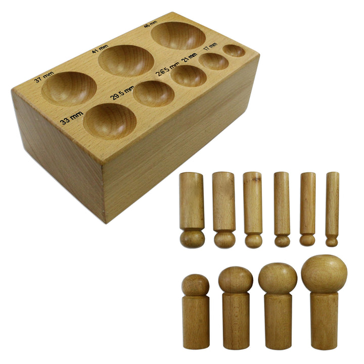 Hartholz-Flachanke und 10 Kugelpunzen DomeXX-10
