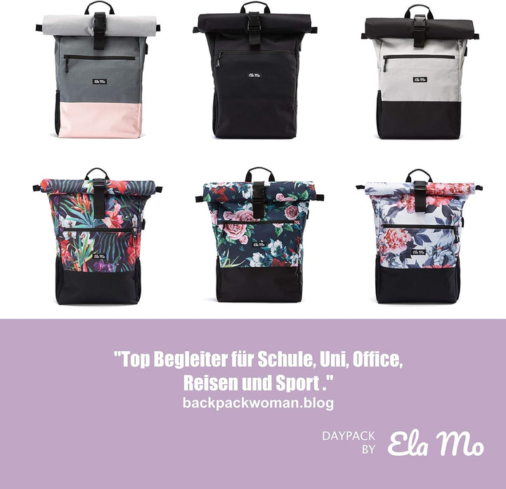 Ela Mo Rucksack Damen Schön, Komfortabel und Durchdacht 18 L (Bloom!), Bloom!