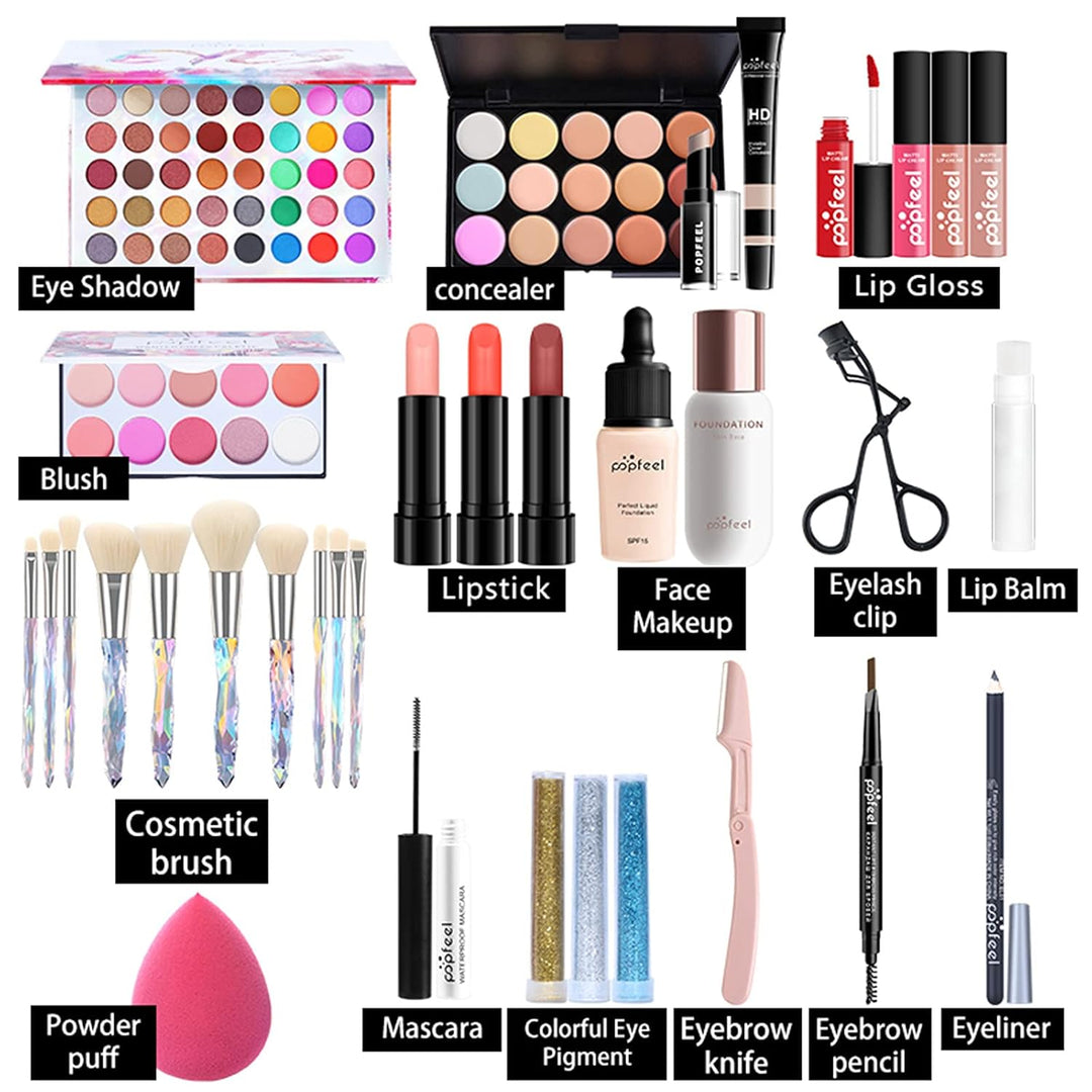 34St Schminkkasten Make-Up Set, Professionelles Kosmetische Schmink Set mit Lidschatten Lippengloss