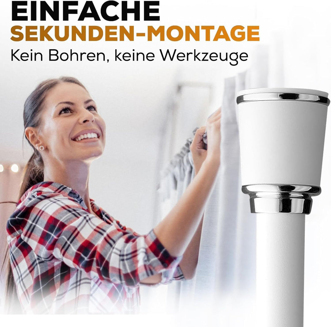 Teleskopstange zum Klemmen 270-320cm, Weiss, Ø 32 mm, Stange ohne Bohren - Klemm Gardinenstange Ausz