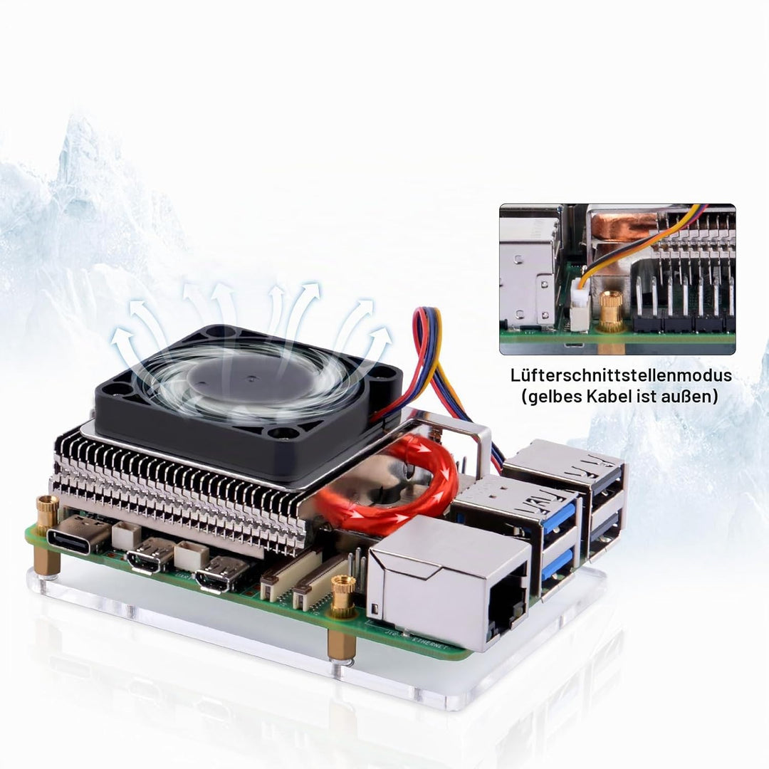 GeeekPi Ultra Thin ICE Tower Cooler for Raspberry Pi 5, Aluminum Heatsink with 40x40x5mm PWM Cooling