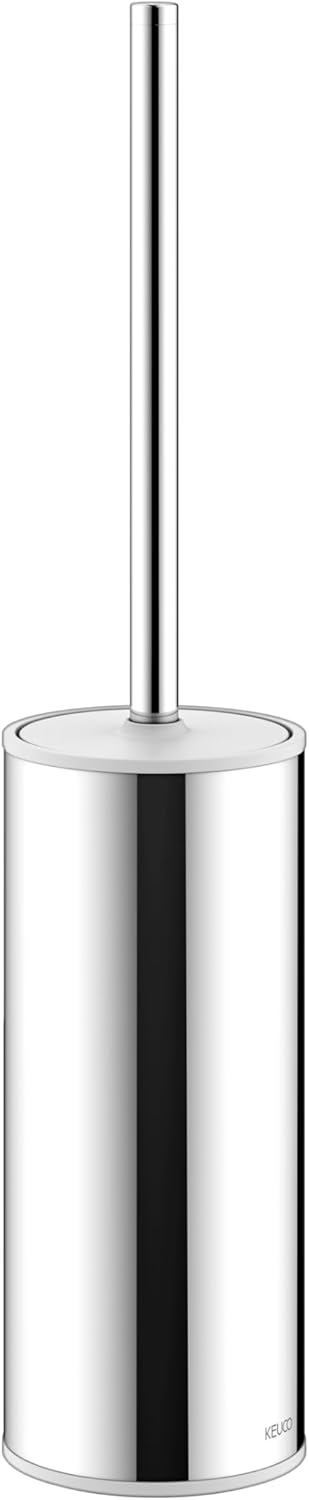 KEUCO Toilettenbürsten-Garnitur aus Metall Chrom und Kunststoff weiss, WC-Bürste mit Halterung und D