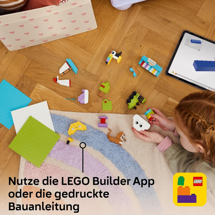 LEGO Classic Kreativset zum Bauen und Spielen - Set mit bunten Bausteinen - Baue EIN Haus, Hund, Lös
