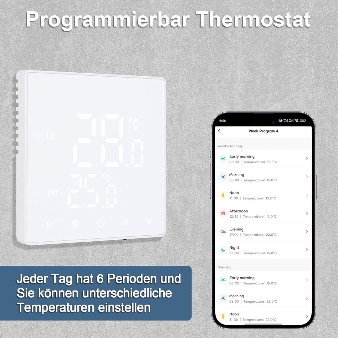 CNBINGO Thermostat Fussbodenheizung WLAN Smart Thermostat Heizung Digital Raumthermostat Fussbodenhe