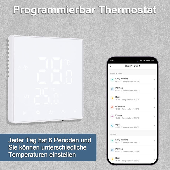 CNBINGO Thermostat Fussbodenheizung WLAN Smart Thermostat Heizung Digital Raumthermostat Fussbodenhe