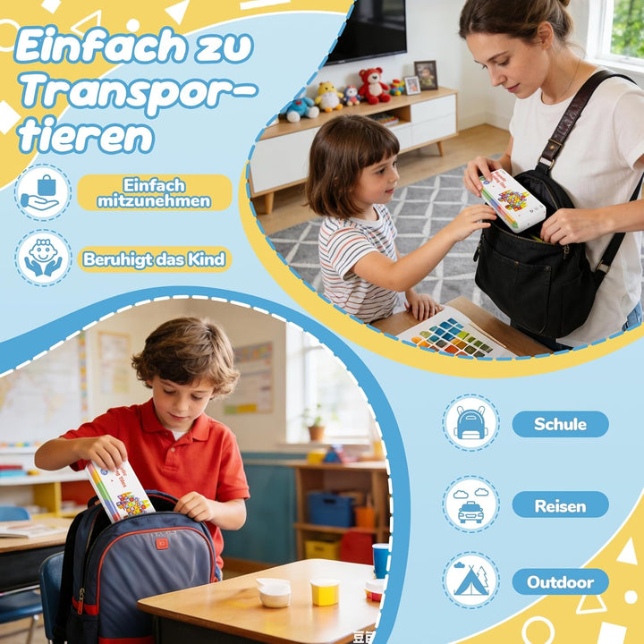 cossy Mini Magnetische Bausteine, 80 pcs Magnetbausteine Reiseset, Reisespielzeug mit Metallbox, Mag
