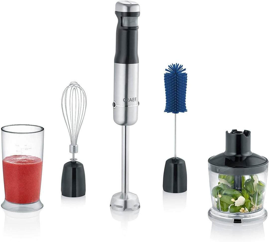 GRAEF Akku-Stabmixer HB802 inkl. 4tlg. Zubehör-Set & Aufbewahrungsbox, kabellos, stufenlose Geschwin