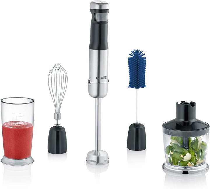 GRAEF Akku-Stabmixer HB802 inkl. 4tlg. Zubehör-Set & Aufbewahrungsbox, kabellos, stufenlose Geschwin