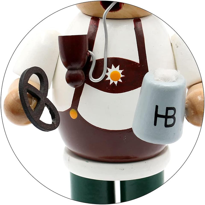 Dekohelden24 Lustiger Räuchermann als Bayer mit Brezel und Bier, ca. 19 cm, Holz, 19 cm