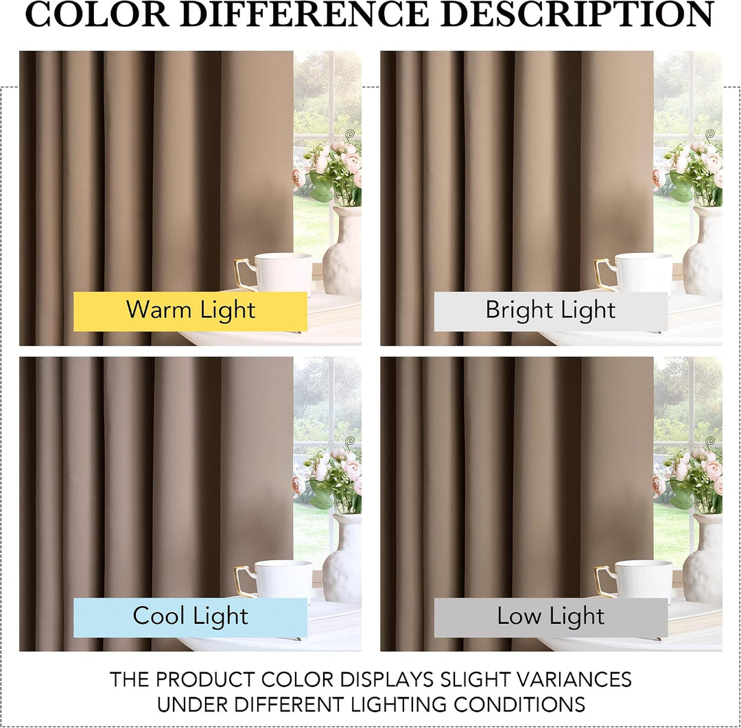 PONY DANCE Verdunklungsvorhänge für Kleine Fenster Scheibengardinen | 2er Set, H100 x B90 cm, Cappuc