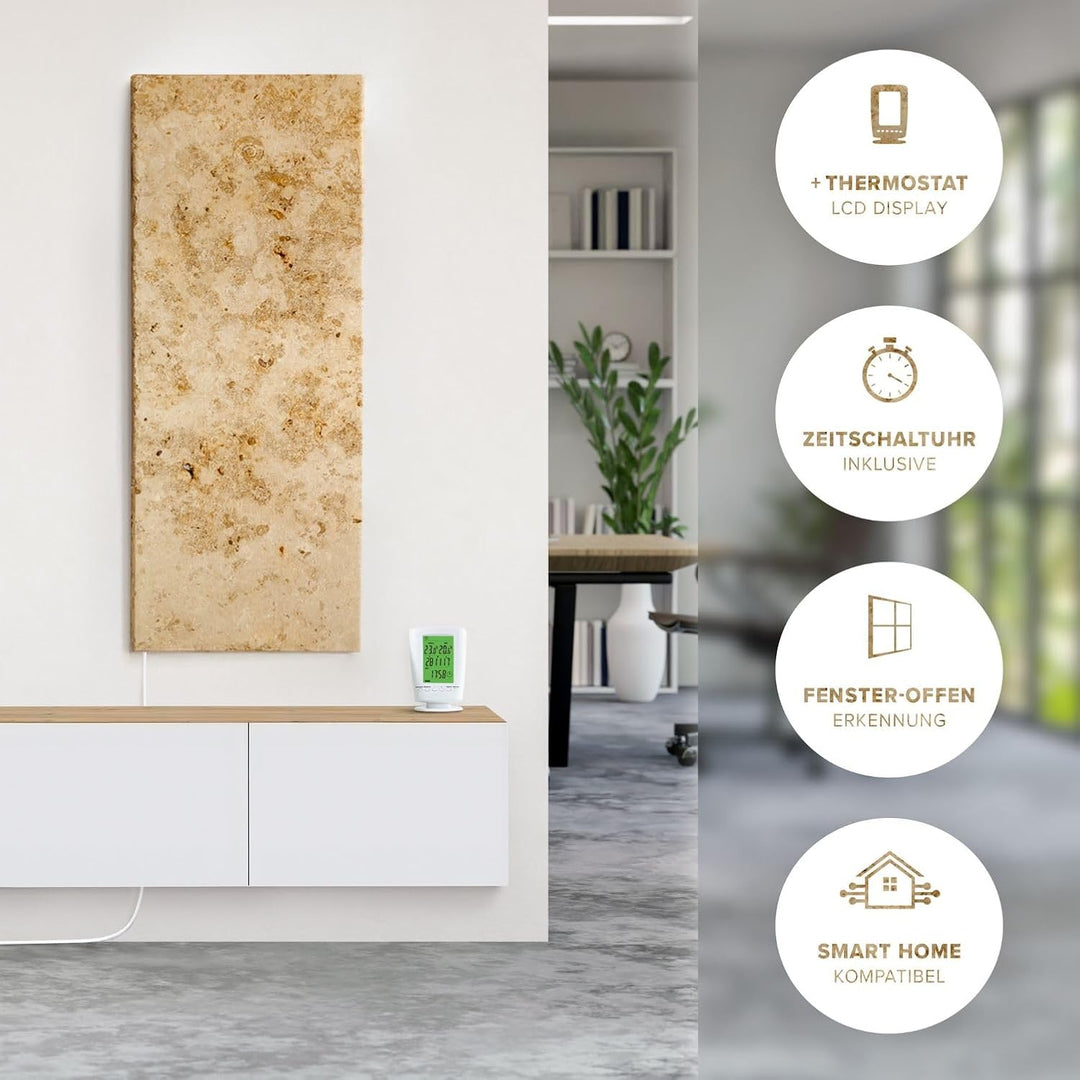 Marmor Infrarotheizung 800 Watt Jura – Massive Wandheizung aus deutschem Jura-Marmor, energiesparend