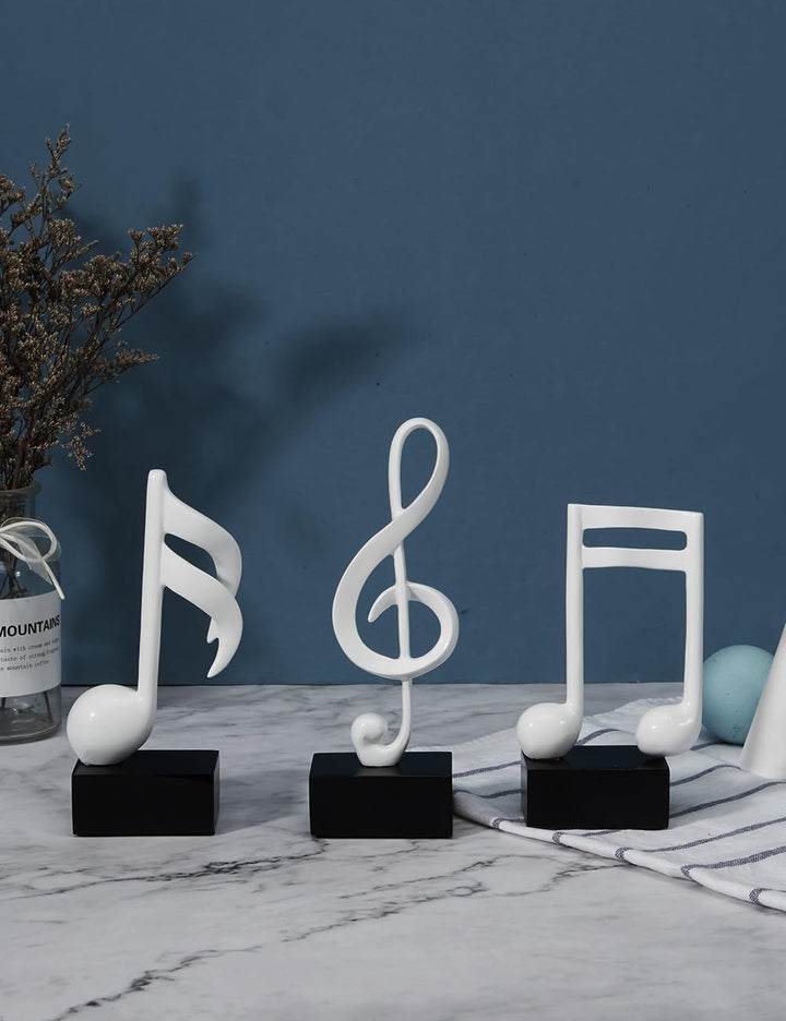 Amoy-Art 3pcs Deko Skulpturen Musik Note Figuren Klavier Statue Modern Arts Wohnzimmer Kunst Polyres