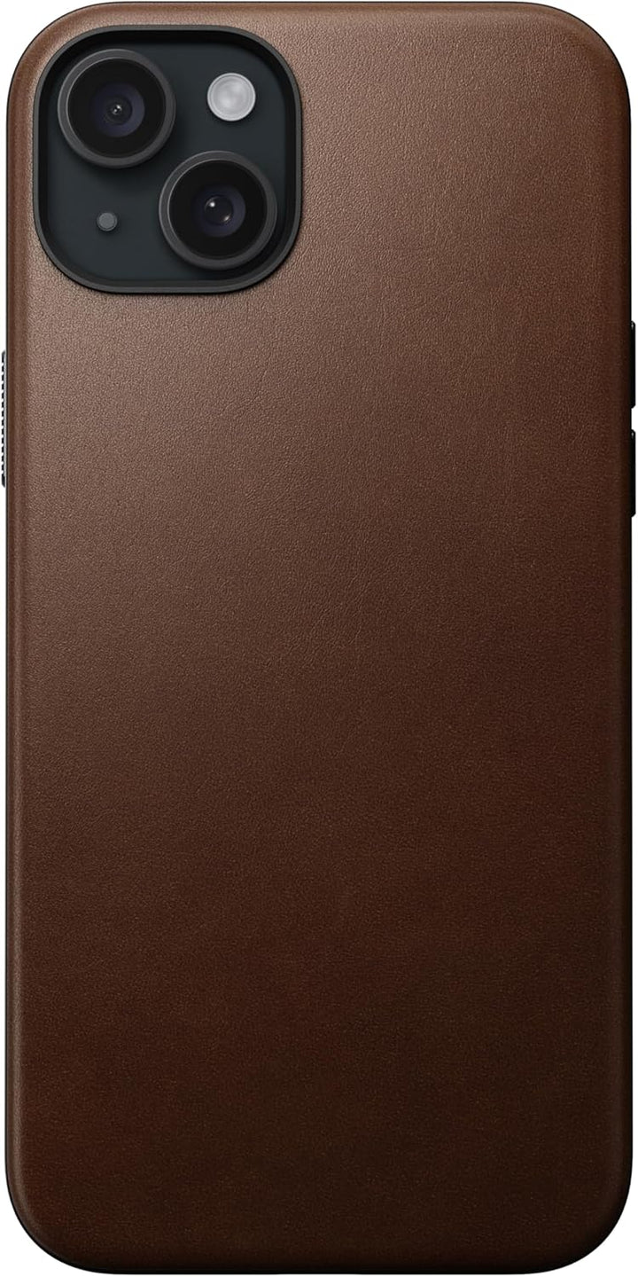 NOMAD Modern Leather Case | für iPhone 15 Plus | Schutzhülle aus Polycarbonat und hochwertigem Echtl