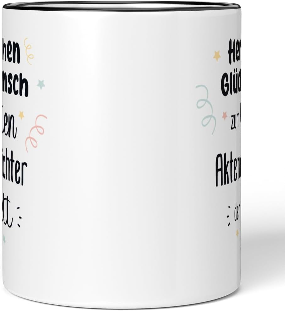 JUNIWORDS Tasse, Herzlichen Glückwunsch zum besten Aktenvernichter der Welt, Schwarz (7623843), Schw