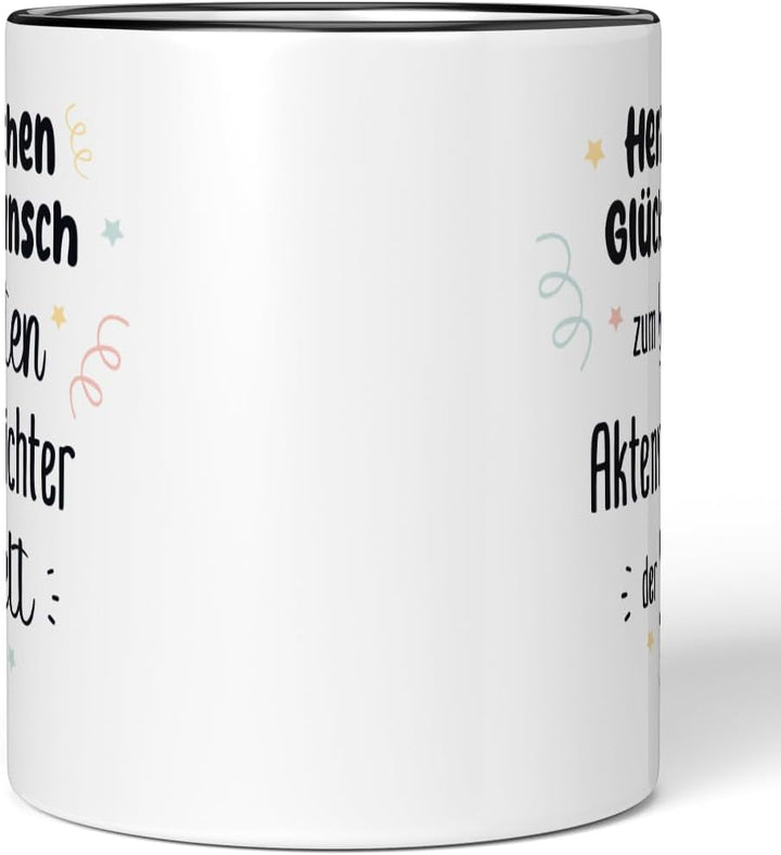 JUNIWORDS Tasse, Herzlichen Glückwunsch zum besten Aktenvernichter der Welt, Schwarz (7623843), Schw