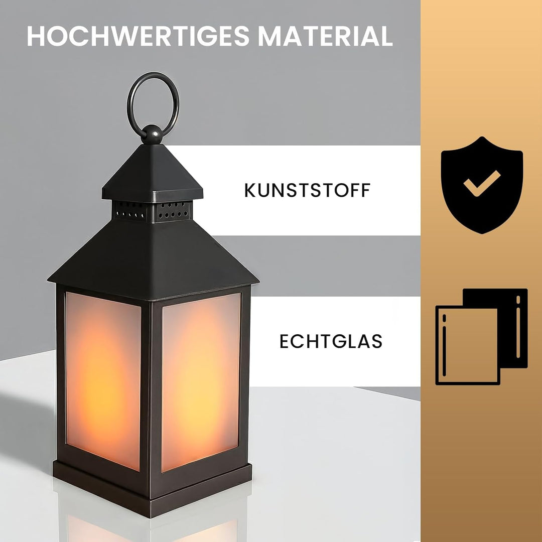 Eaxus® 4er Set LED Laterne für Draussen - Notfallleuchte Blackout. Windlicht mit Flammeneffekt Kerze