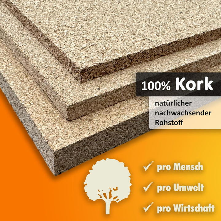 TRECOR Pinnwand Korkplatte Format: 1000 x 500 mm - Stärken: 2-20 mm - hochwertige Korkplatte - hoche