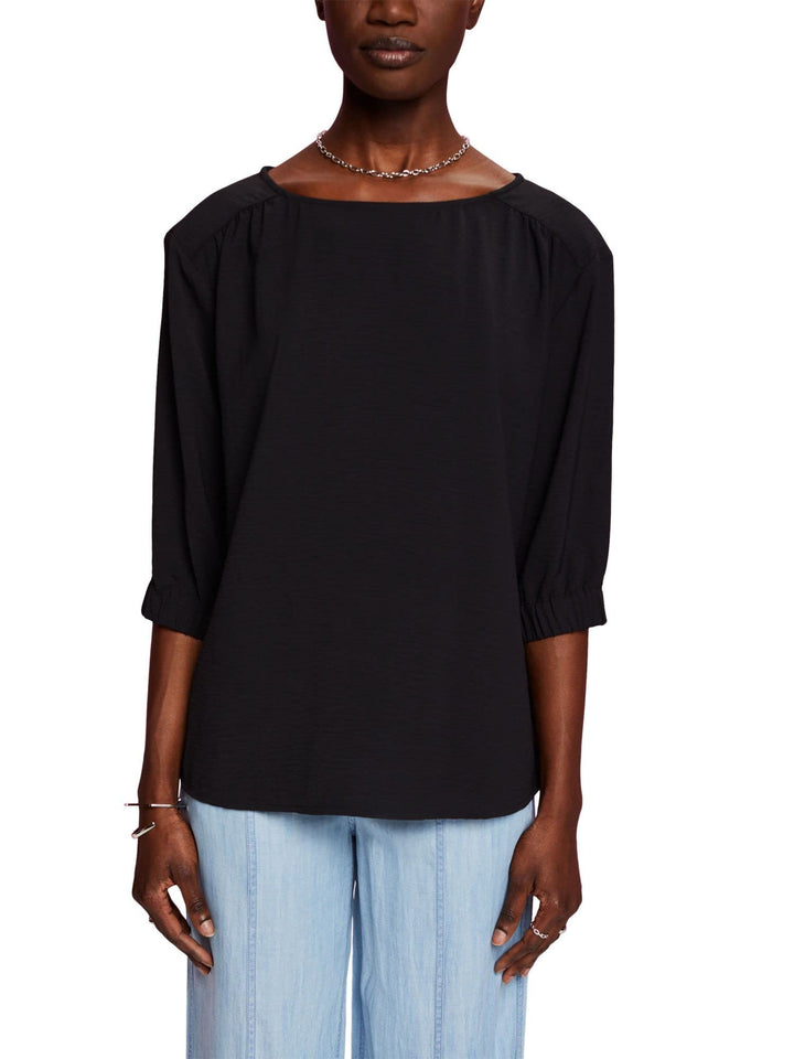 ESPRIT Crêpe-Bluse mit elastischen Ärmelabschlüssen S Schwarz, S Schwarz