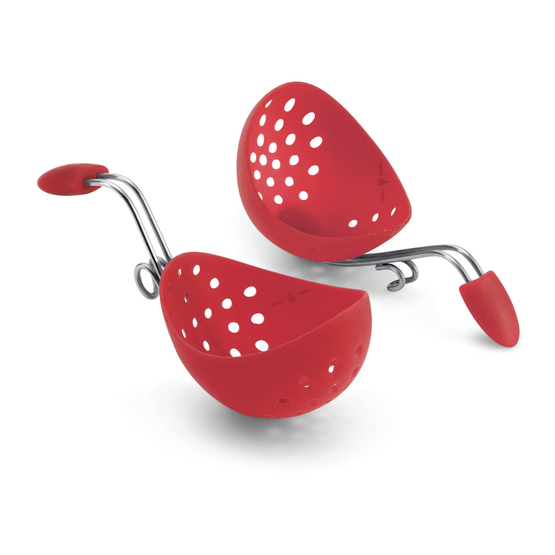 CUISIPRO Silikon Eierpochierer 2er-Set | Rot | Für perfekt geformte, sanft gegarte Eier | Eier Pochi
