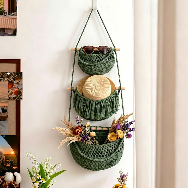 Hängender Organizer Wand, 3 Stufiger Hängeorganizer Organizer Wand Organizer, Boho Decorative Hangin