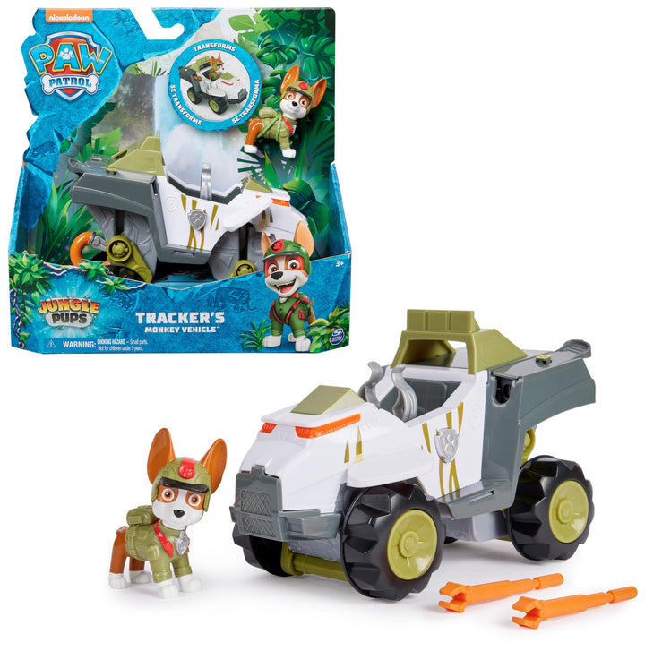 PAW PATROL Jungle Pups - Affen-Fahrzeug mit Tracker-Figur (Basis Fahrzeug), Spielzeug für Kinder ab