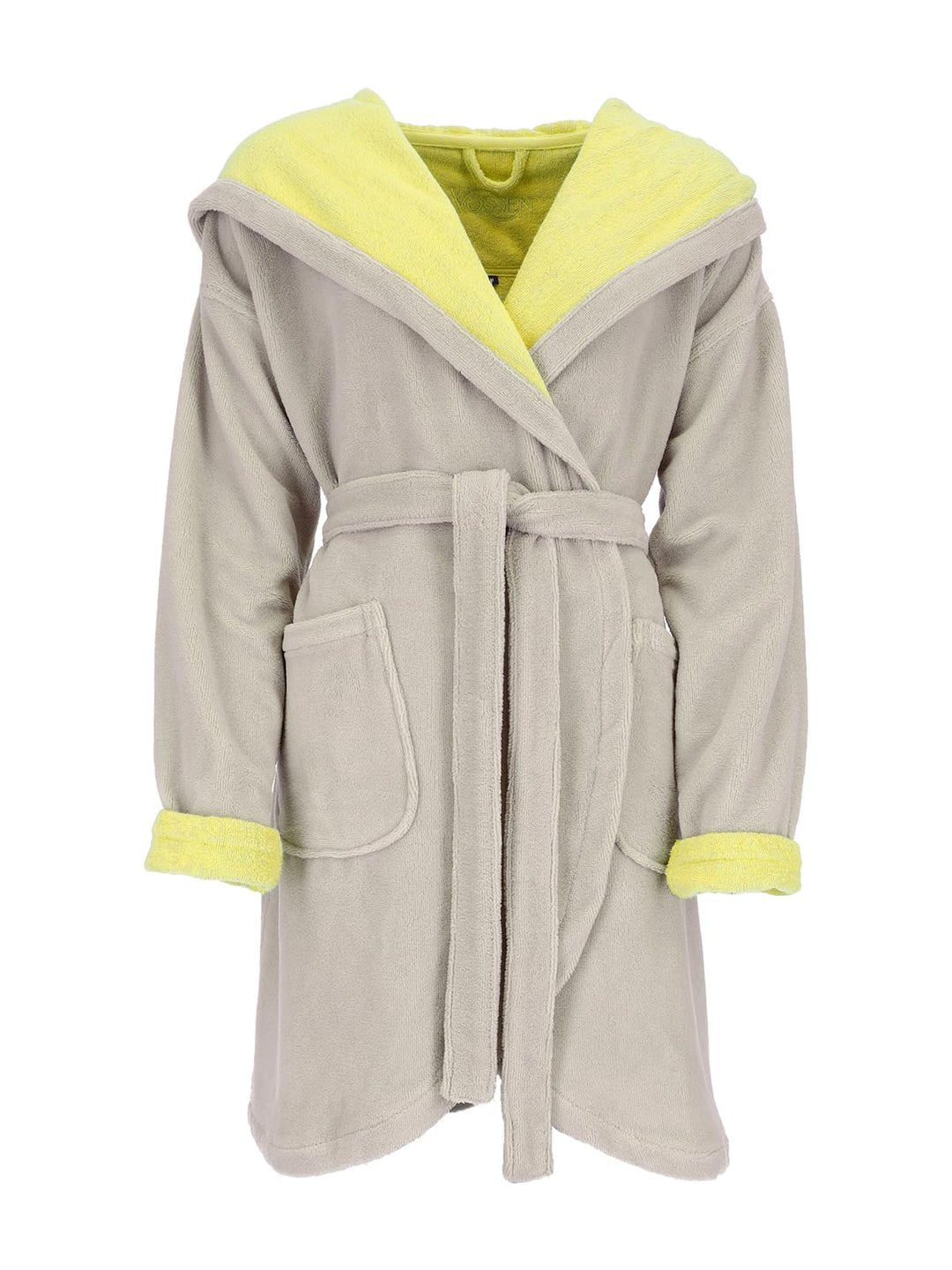 Vossen Damen Bademantel Palermo, Einfarbig S Stone/Electric Yellow - 0006, S Stone/Electric Yellow -