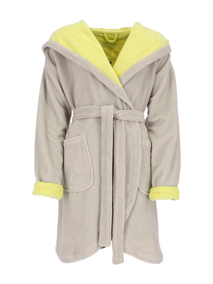 Vossen Damen Bademantel Palermo, Einfarbig S Stone/Electric Yellow - 0006, S Stone/Electric Yellow -