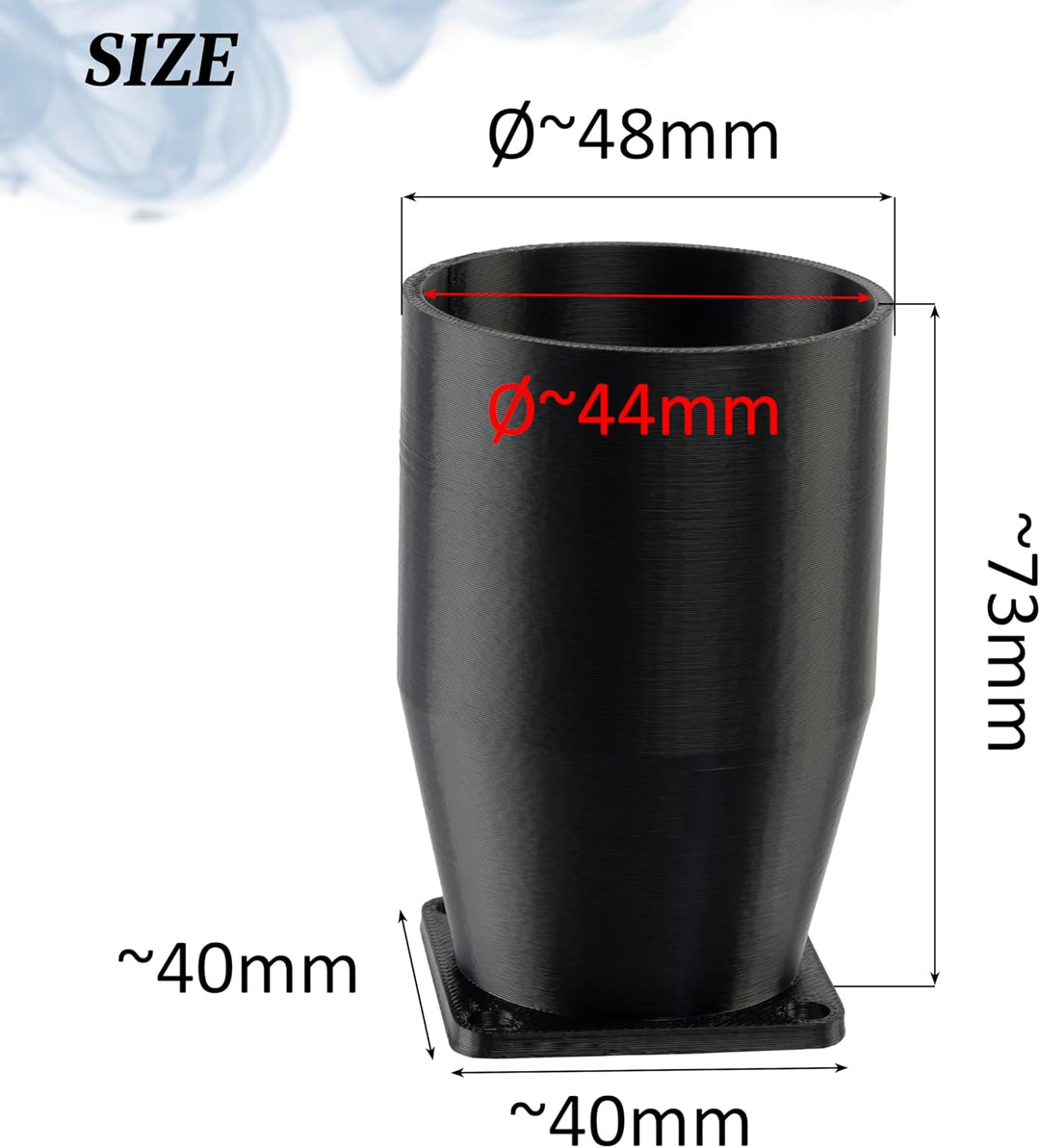 AERZETIX Quadratisch-Rund-Adapter für Luftstrom für Lüftungskanal 40x40 mm Ø48 mm aus ABS-Kunststoff
