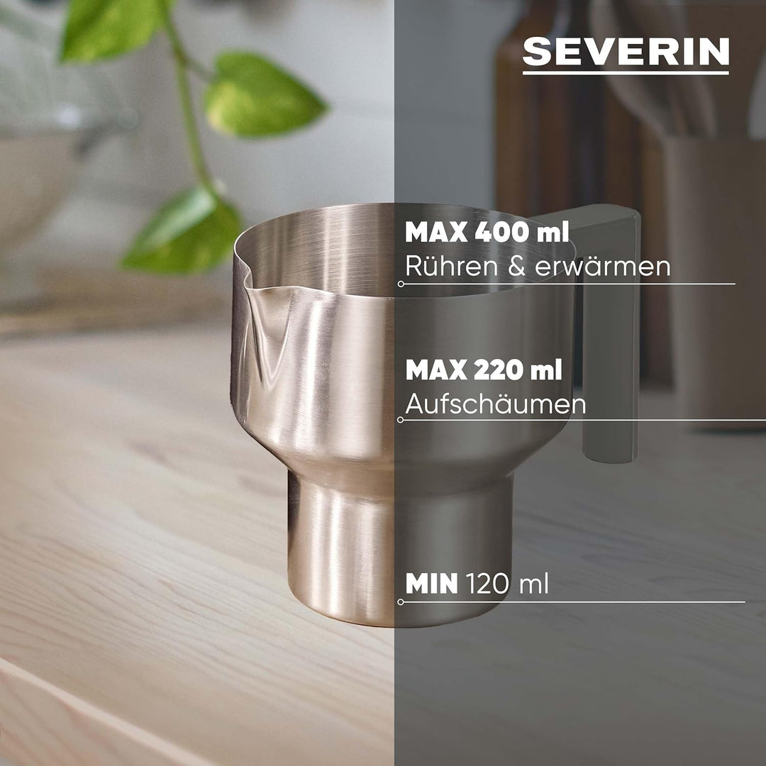 SEVERIN SPUMA Lite Design Induktions-Milchaufschäumer, elektrischer Milchschäumer mit Edelstahl-Milc