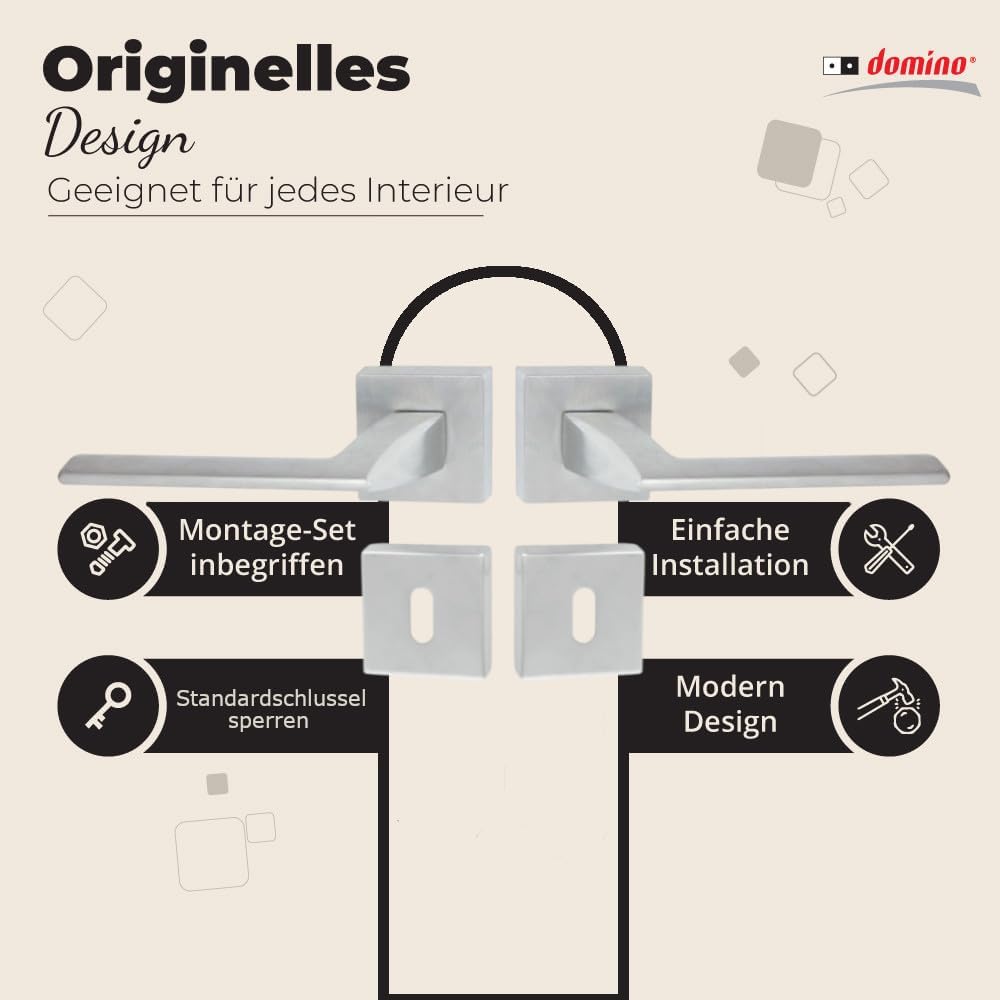domino Türgriff ELIZA-QR M4 BB-Buntbart Drückergarnitur für Zimmertüren Türdrücker-Set Rosetten-Garn