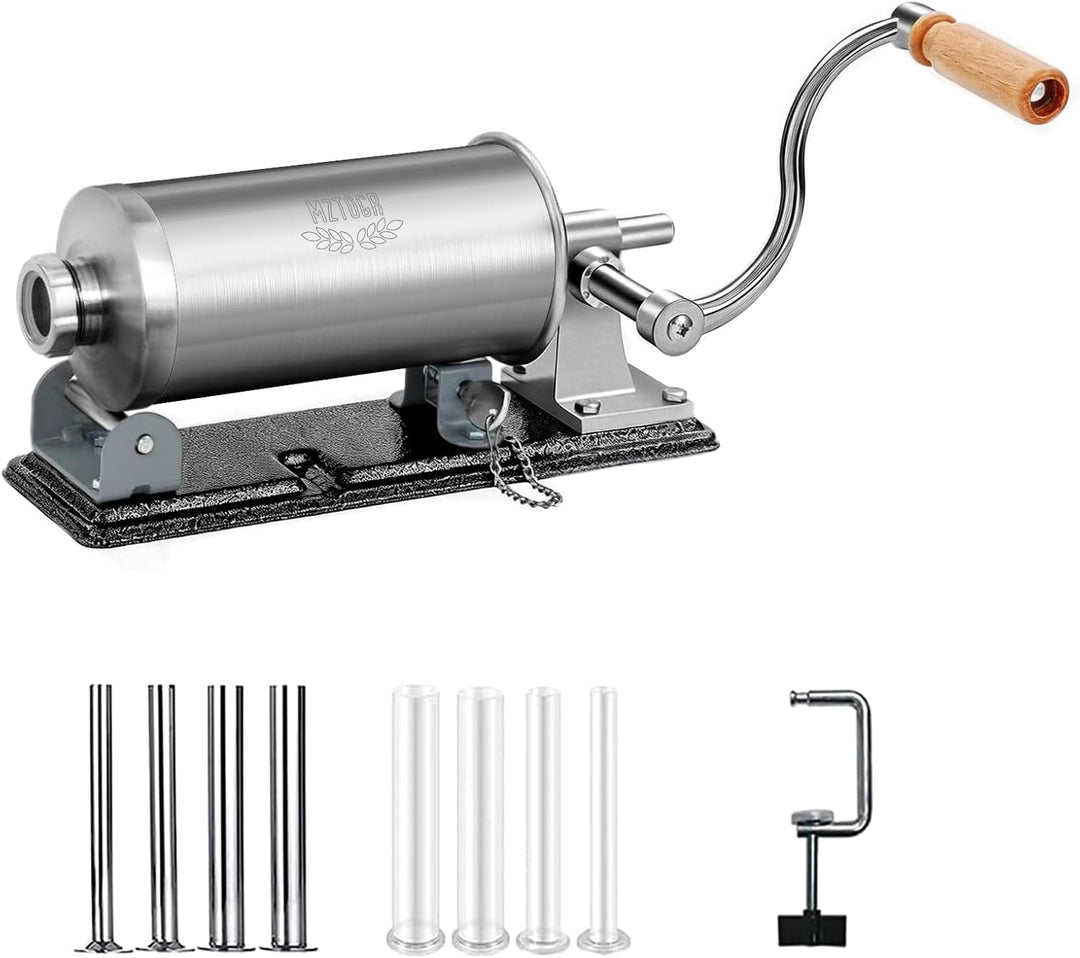 MZTOGR Wurstfüller Wurstfüllmaschine, horizontale Küchen-Edelstahl-Wurstfüllmaschine mit Saugfuss, p