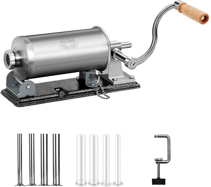 MZTOGR Wurstfüller Wurstfüllmaschine, horizontale Küchen-Edelstahl-Wurstfüllmaschine mit Saugfuss, p