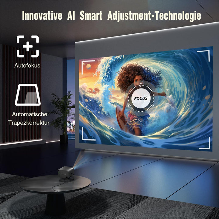 【Netflix vorinstalliert &amp; Dolby Audio】 VOPLLS Smart Beamer Autofokus/Trapezkorrektur Beamer 4K Heimk
