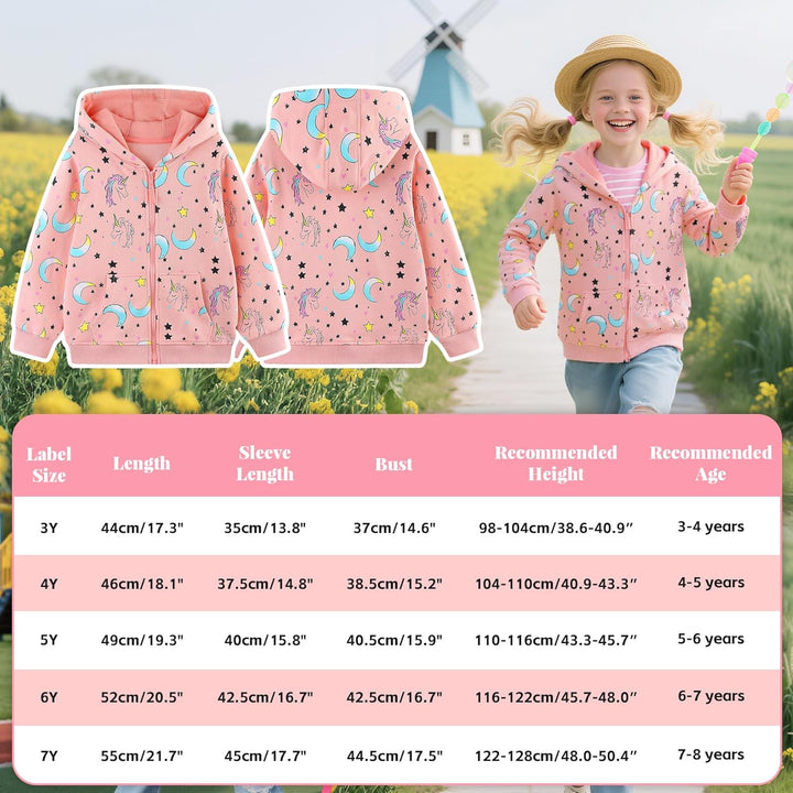 Kapuzenpullover Mädchen Zip Up Hoodie Langarm Warm Baumwolle Tiere Sweatjacke Pullover Hoody Sweatsh