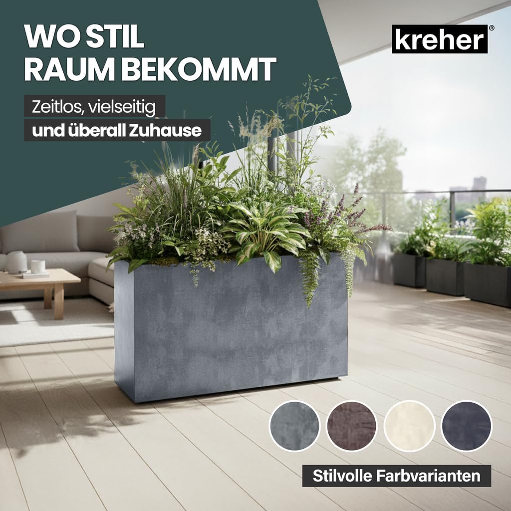 Kreher XL Pflanzkasten Millennium in verschiedenen Formaten und Farben. Tolle Naturstein Optik in Br