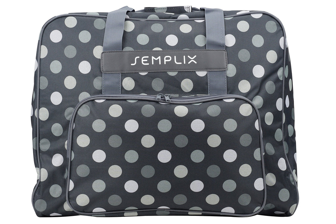 SEMPLIX XL-Nähmaschinentasche, Polka Dots Anthrazit/Grau, 52x42x27 cm, Grosse stabile Transport und