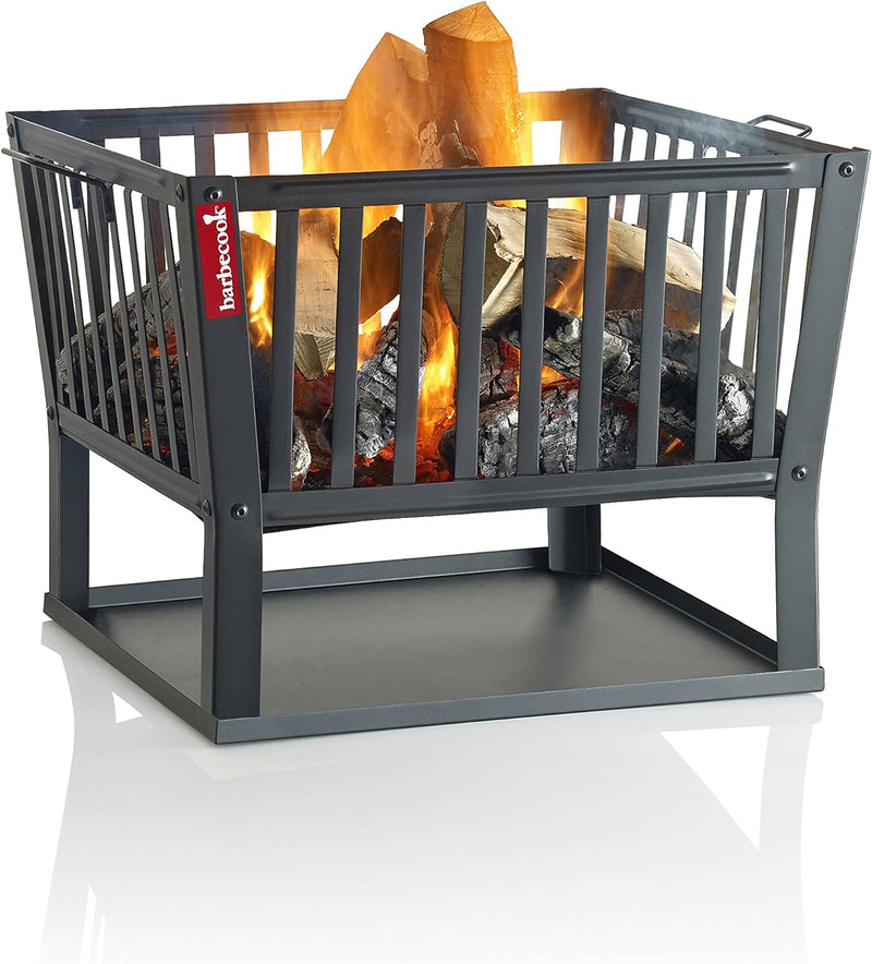 Barbecook Feuerkorb für Holzfeuer eckig lackierter Stahl lang 62-cm breit und 48.5 cm hoch, schwarz