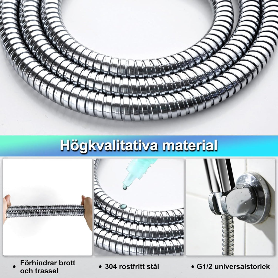Nafall Duschkopf Filter Mit 1.5m Schlauch, Handbrause Wassersparend, Duschkopf Duschbrause Mit 5 Str