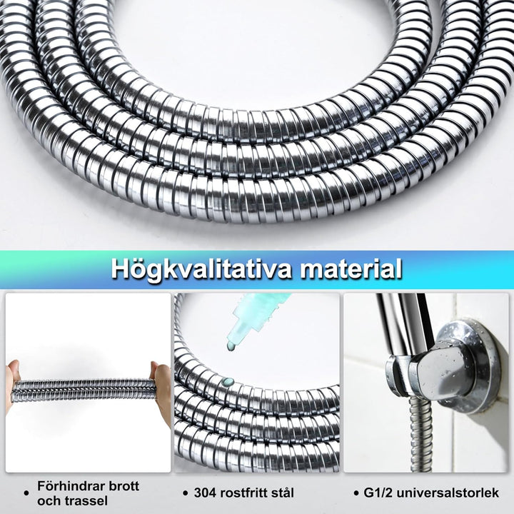 Nafall Duschkopf Filter Mit 1.5m Schlauch, Handbrause Wassersparend, Duschkopf Duschbrause Mit 5 Str