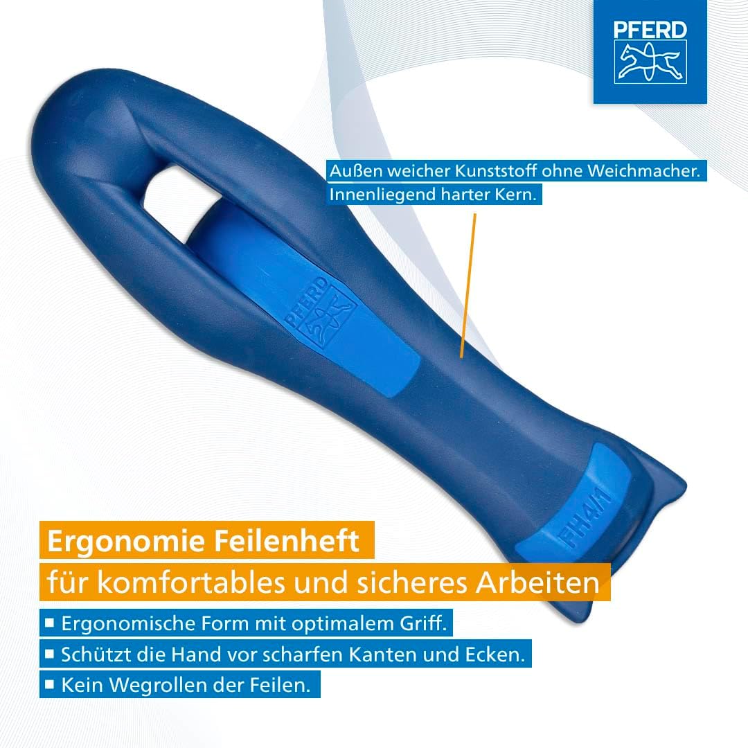 Feilensatz L.300mm Hieb 2 2K-Ergo PFERD Werkstattfeilen-Set in PVC-Rolltasche Kreuzhieb H2 Länge 300